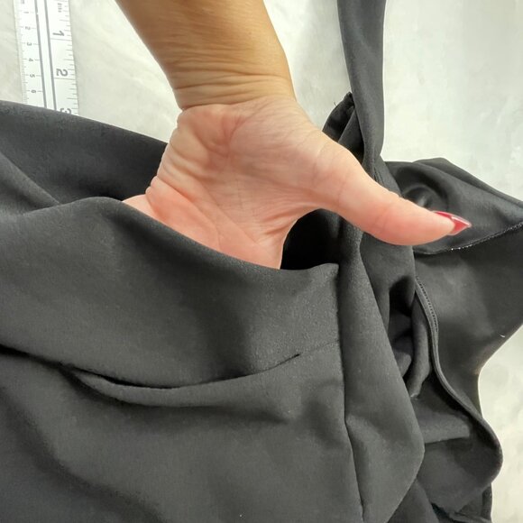 Express Womens Pitch Black V-Neck Jumpsuit Tie Waist SS Elegant $98 NEW Classic - Picture 6 of 10